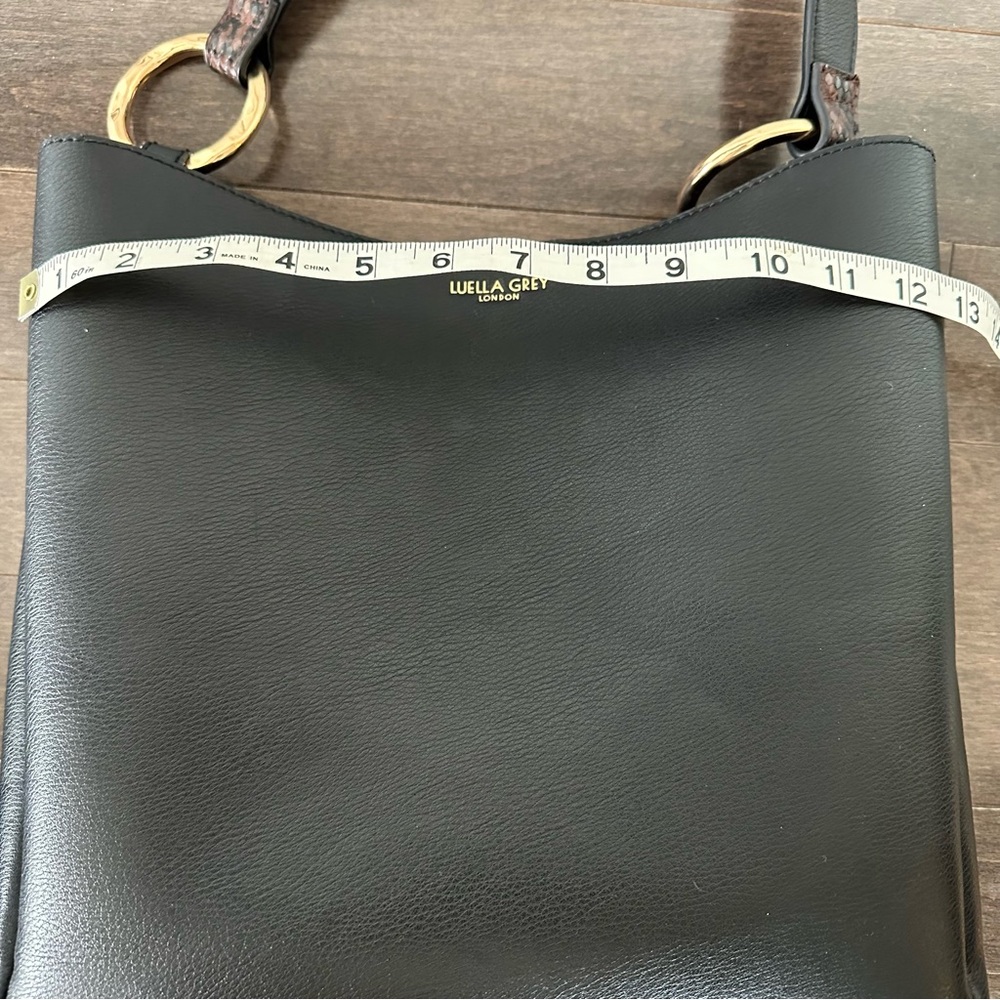 Luella Grey London Isadora Hobo Tote Black Snake Skin Handle Gold Accents - Picture 11 of 13